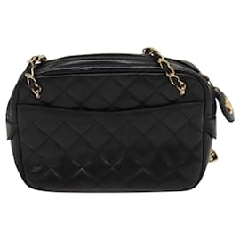 Chanel-CHANEL Matelasse Chain Shoulder Bag Lamb Skin Black Gold CC Auth bs24532-Black,Golden