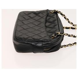 Chanel-CHANEL Matelasse Chain Shoulder Bag Lamb Skin Black Gold CC Auth bs24532-Black,Golden