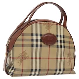 Autre Marque-Burberrys Nova Check Hand Bag PVC Leather Beige Gold Auth 119845-Beige,Golden