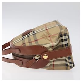 Autre Marque-Burberrys Nova Check Hand Bag PVC Leather Beige Gold Auth 119845-Beige,Golden