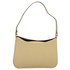 Bolsa de Ombro Gancini em Couro Bege Dourado Auth 121419 da Salvatore Ferragamo Bege Dourado