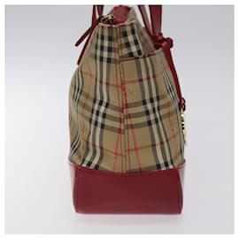 Autre Marque-Burberrys Nova Check Hand Bag Canvas Beige Gold Auth 120345-Beige,Golden