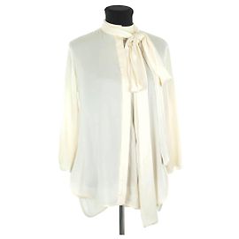 Ellery Camisa de seda cor marfim Cru