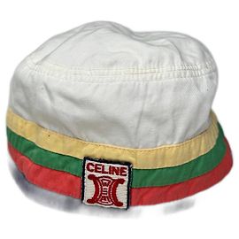 Céline Chapéu bucket de algodão vintage Celine Paris S Multicor