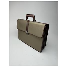 Givenchy-Vintage Givenchy Leather canvas Briefcase khaki brown-Khaki