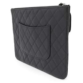 Chanel-Chanel Black Grained Calfskin Clutch Bag-Black