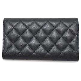 Chanel-Chanel Long Wallet in Black Grained Calfskin-Black