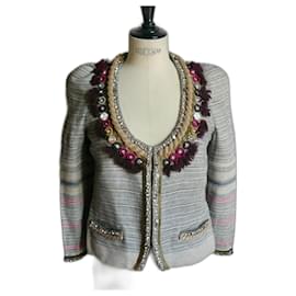 Isabel Marant Etoile-ISABEL MARANT ETOILE Linen jacket with embroidery Excellent condition T1-Multiple colors