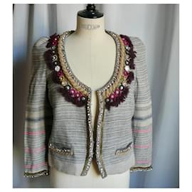Isabel Marant Etoile-ISABEL MARANT ETOILE Linen jacket with embroidery Excellent condition T1-Multiple colors