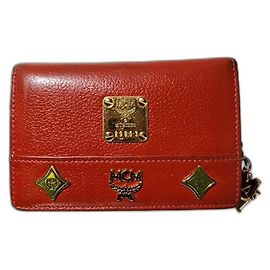 MCM Mini Card Holder/Wallet Red Red