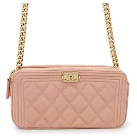 Chanel-Chanel Chain Wallet in Pink Beige-Beige