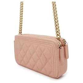 Chanel-Chanel Chain Wallet in Pink Beige-Beige