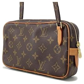 Louis Vuitton-Pochete Marly Bandoulière Monograma Louis Vuitton-Marrom
