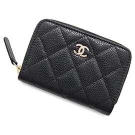 Chanel-Chanel Black Grained Calfskin Coin Purse-Black