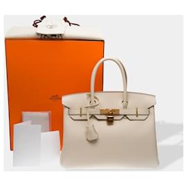Hermès-HERMES Birkin 30 Bag in Beige Leather - 102652-Beige