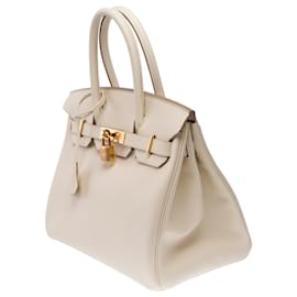 Hermès-HERMES Birkin 30 Bag in Beige Leather - 102652-Beige