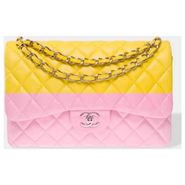 Chanel-CHANEL Timeless/Classique Yellow Leather Bag - 102640-Yellow
