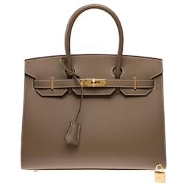 Hermès-HERMES Birkin 30 Bag in Etoupe Leather - 102651-Taupe