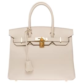 Hermès-HERMES Birkin 30 Bag in Beige Leather - 102650-Beige