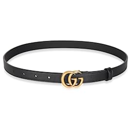 Gucci-Gucci Black Calfskin Thin Interlocking G Marmont Belt 70/28185-Other