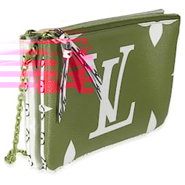 Louis Vuitton-Pochete Double Zip em Lona Monograma Gigante Vermelha Louis Vuitton-Vermelho