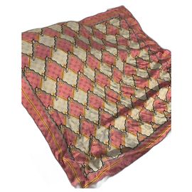 Sciarpa in seta Gucci GG Snake rosa Beige