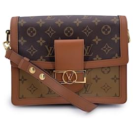 Louis Vuitton-Bolsa de Ombro Monogram Reverse Dauphine MM M45958-Marrom