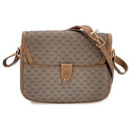 Gucci-Vintage Beige Monogram Canvas and Leather Flap Shoulder Bag-Beige