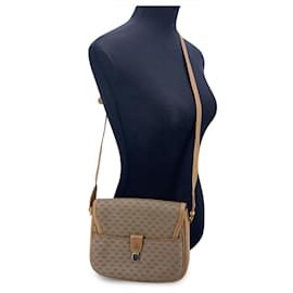Gucci-Vintage Beige Monogram Canvas and Leather Flap Shoulder Bag-Beige
