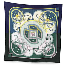 Hermès-Hermes Vintage Blue Silk Washington's Carriage Scarf 1979 Caty Latham-Blue