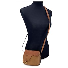 Gucci-Vintage Beige Tan Leather Suede Saddle Convertible Belt Bag-Beige