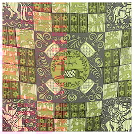 Hermès-Hermes Vintage Brown Silk Hourvari Scarf 1972 Henry d'Origny-Brown