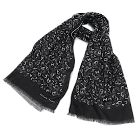 Hermès-Hermes Reversible Cashmere and Silk Stole-Black