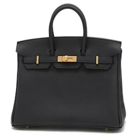 Hermès-Hermes Birkin 25 Handbag in Black Togo Leather-Black