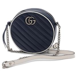 Gucci-Gucci GG Marmont Chain Shoulder Bag-White,Navy blue