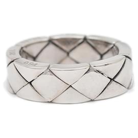 Chanel-Chanel Matelasse Ring in 18K White Gold-Silvery