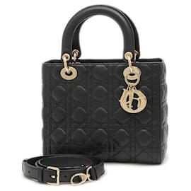 Christian Dior-Christian Dior Lady Cannage Medium Shoulder Bag-Black