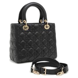 Christian Dior-Christian Dior Lady Cannage Medium Shoulder Bag-Black