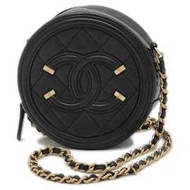 Chanel-Chanel CC Filigree Round Chain Shoulder Bag-Black