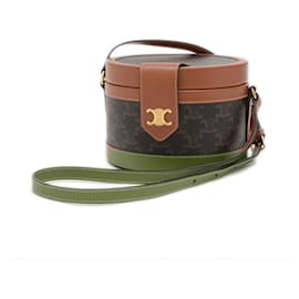 Céline-Celine Triomphe Tambour Medium Shoulder Bag-Brown,Black