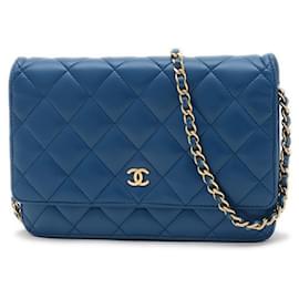 Chanel-Chanel Matelasse Chain Wallet-Blue