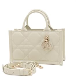 Christian Dior-Christian Dior Dior Book Tote Bag Mini Macrocannage-Cream