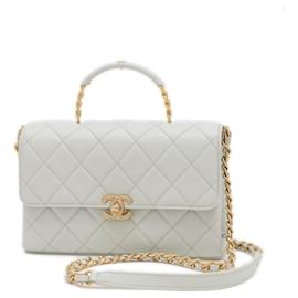 Chanel-Chanel Top Handle Chain Shoulder Bag-Grey