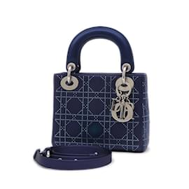 Christian Dior-Christian Dior Dior Lady Mini Cannage 2WAY Bag-Navy blue