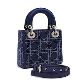 Christian Dior-Christian Dior Dior Lady Mini Cannage 2WAY Bag-Navy blue