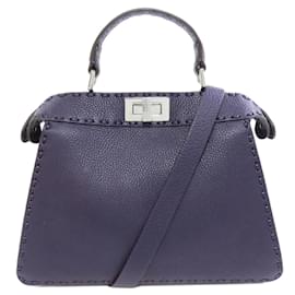 Fendi-Fendi Peekaboo Selleria Handbag-Navy blue