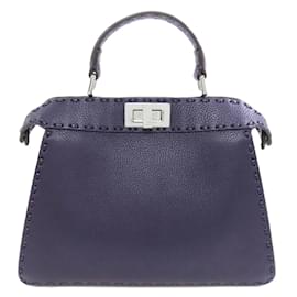 Fendi-Fendi Peekaboo Selleria Handbag-Navy blue