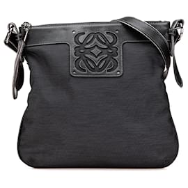 Loewe-LOEWE Gray Anagram Nylon Crossbody-Brown,Dark grey