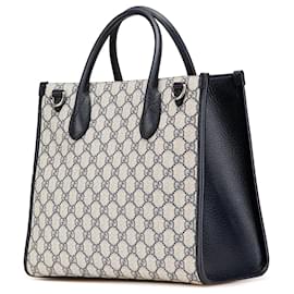 Gucci-Gucci Brown Small GG Supreme Interlocking G Tote-Brown,Beige