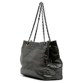 Chanel-Chanel Gray CC Metallic Caviar Soft Tote-Brown,Dark grey